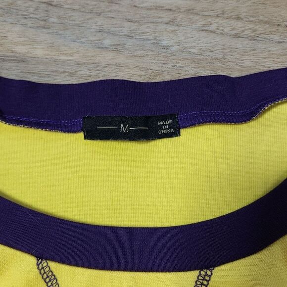 💜Yellow & Purple Colorblock Raglan Long Sleeve Top Medium - Picture 9 of 11